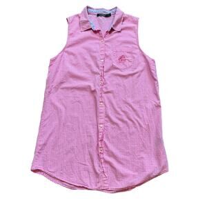 Pink Sleeveless Button-Up Top